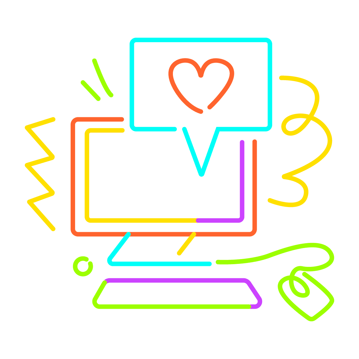 neon love online cute desktop illustration