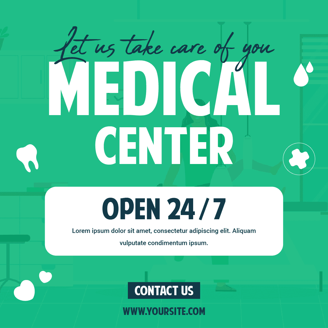minimalist medical center open 24/7 banner
