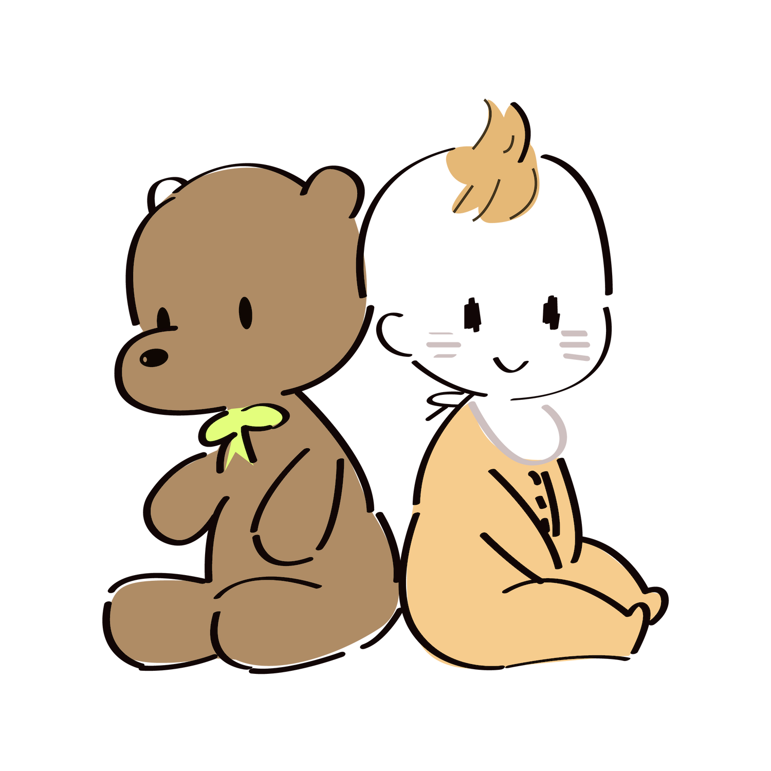 sweet baby and teddy illustrations - gentle cartoon icons for nursery and baby product themes