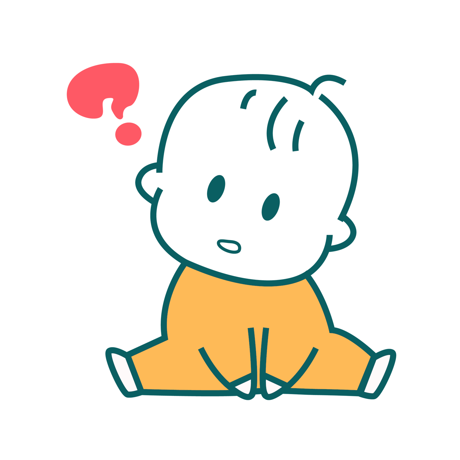 cartoon baby pondering question mark illustration for parenting blogs and educational content