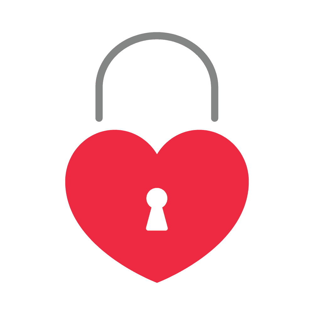 vibrant minimal heart padlock icon for love and security branding