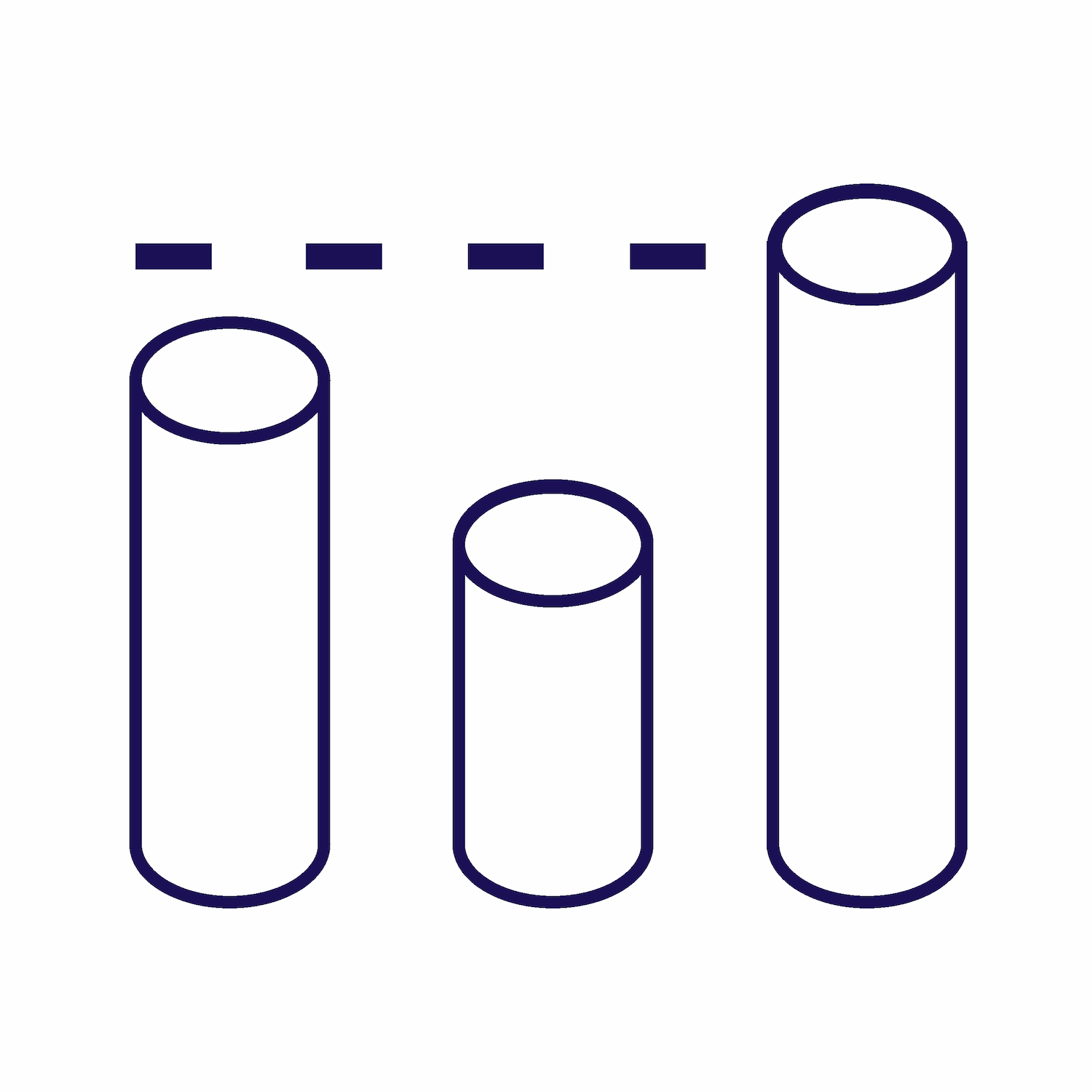 simple flat cylinder bars illustration for data comparison statistical analysis icon