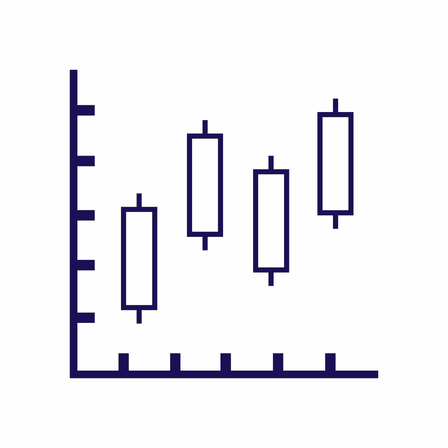 simple flat line candlestick chart for market price fluctuation analysis icon