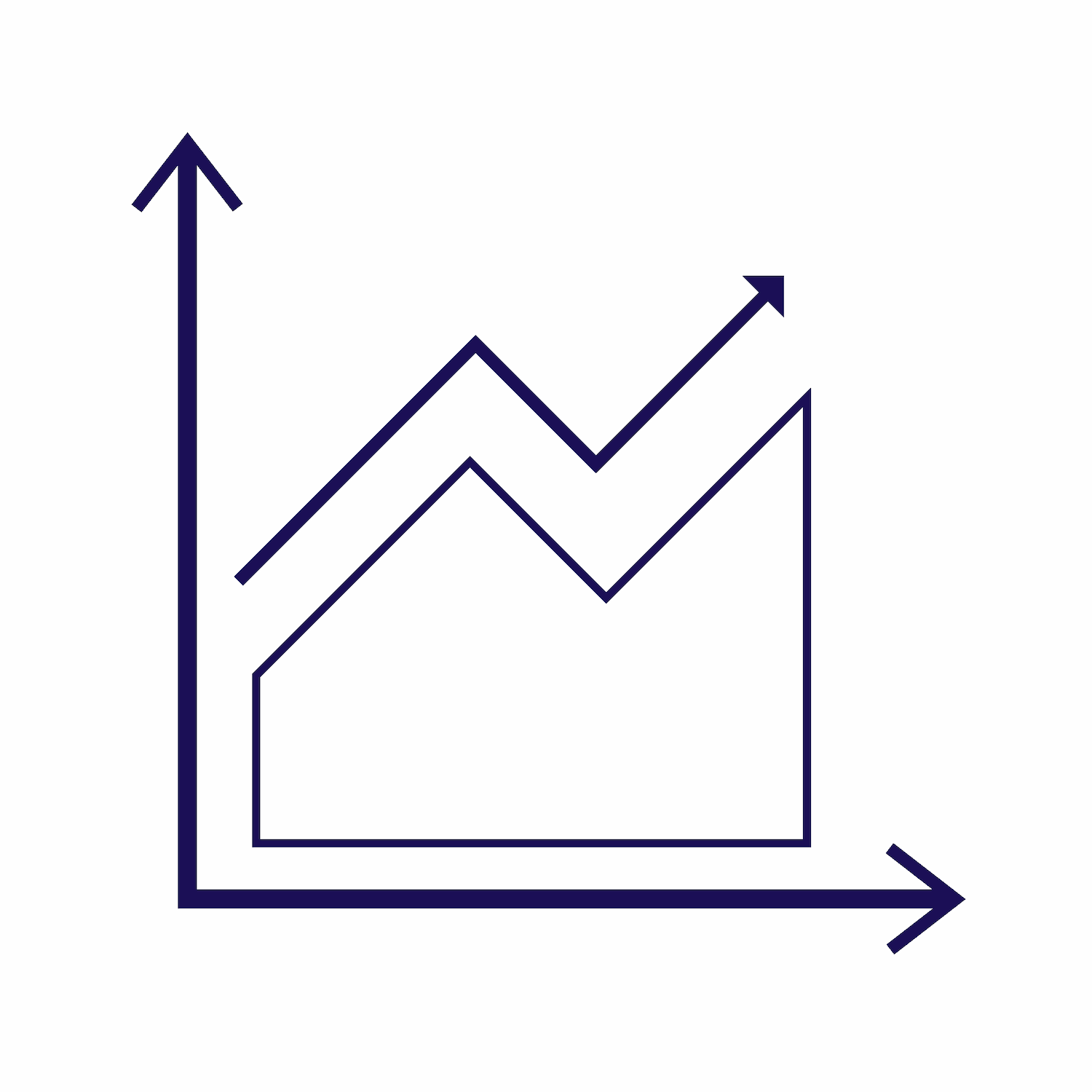 simple flat line chart illustration with two arrows for growth trend icon