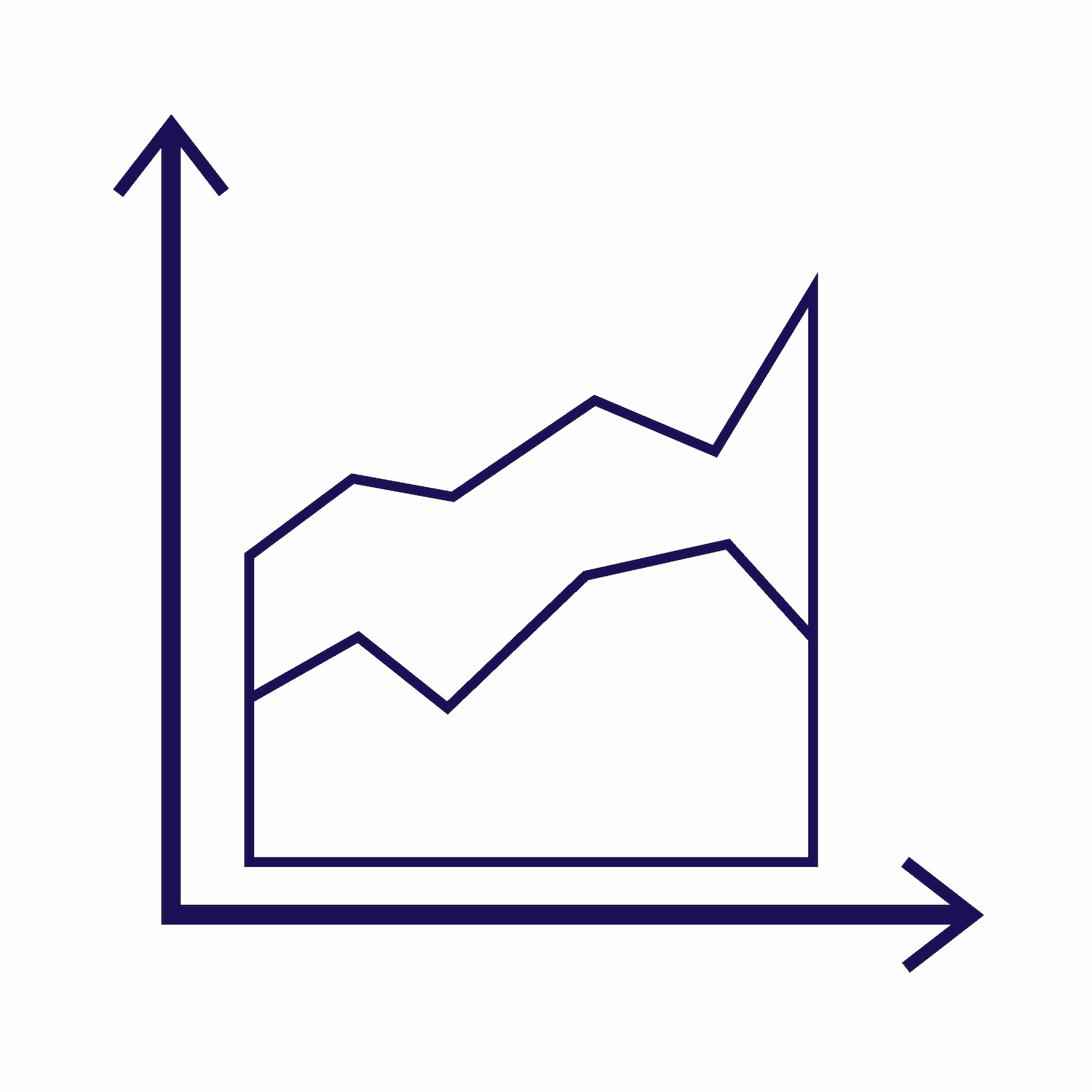 simple flat sharp line chart illustration with arrows for rapid growth icon