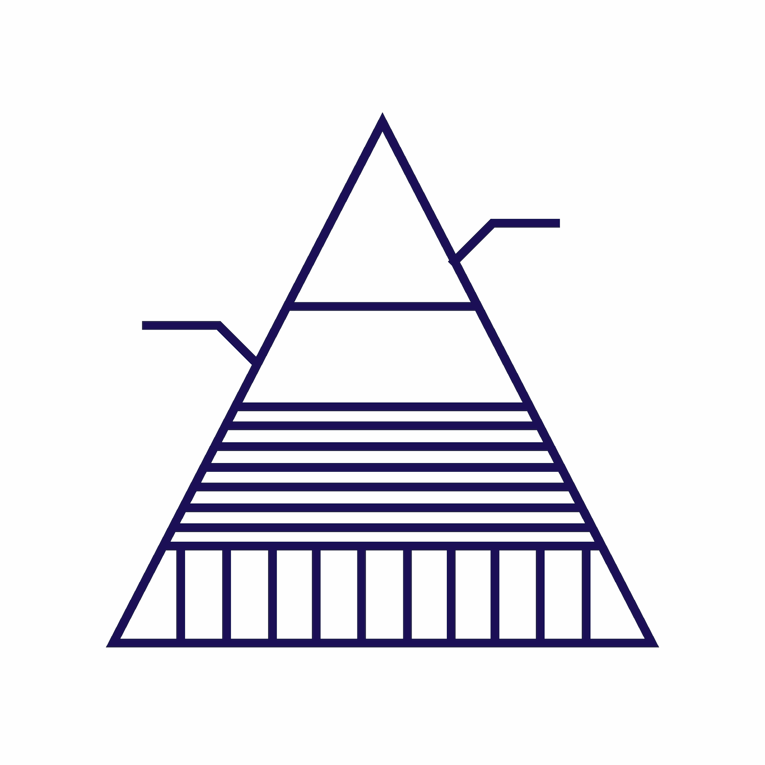 simple flat pyramid diagram illustration with layers for hierarchy levels icon