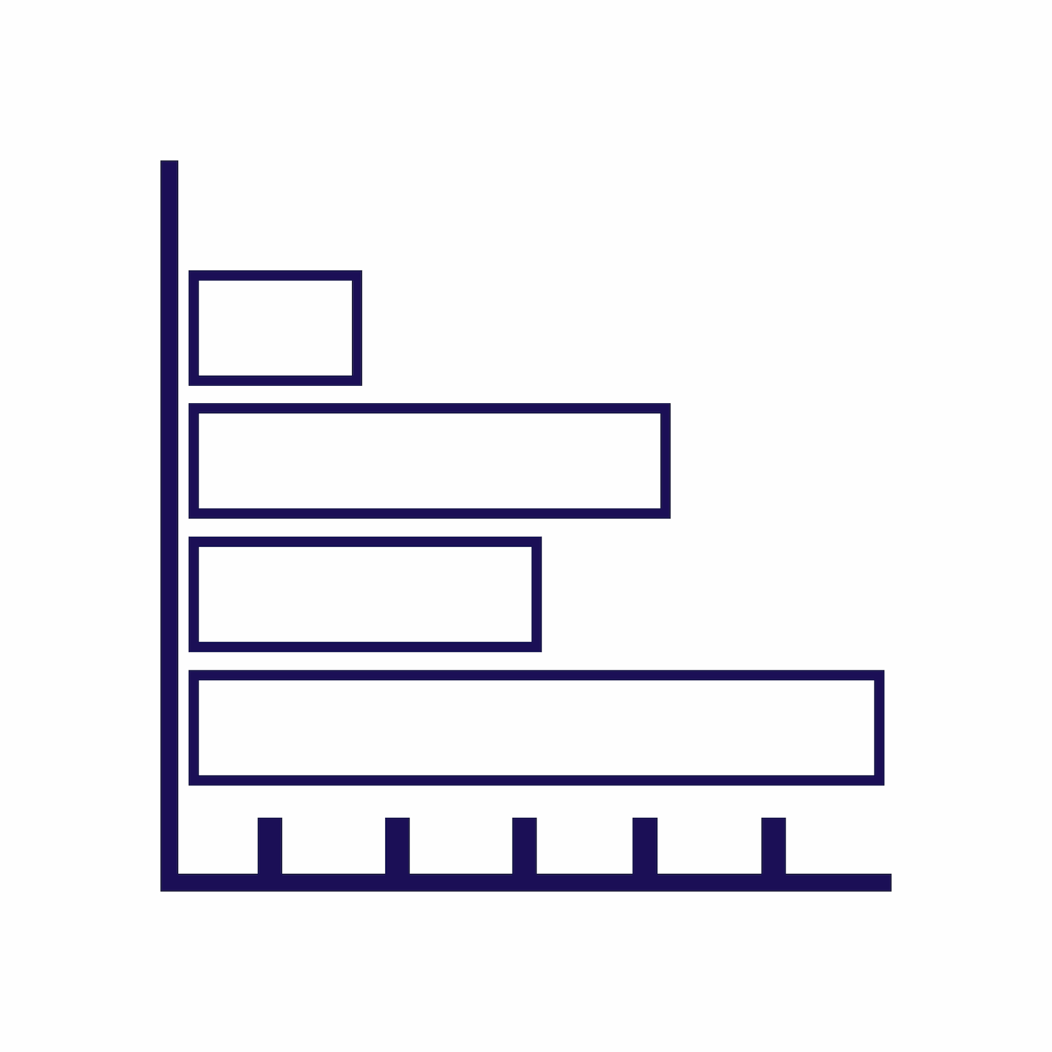 simple flat horizontal bars illustration for data ranking comparison chart icon