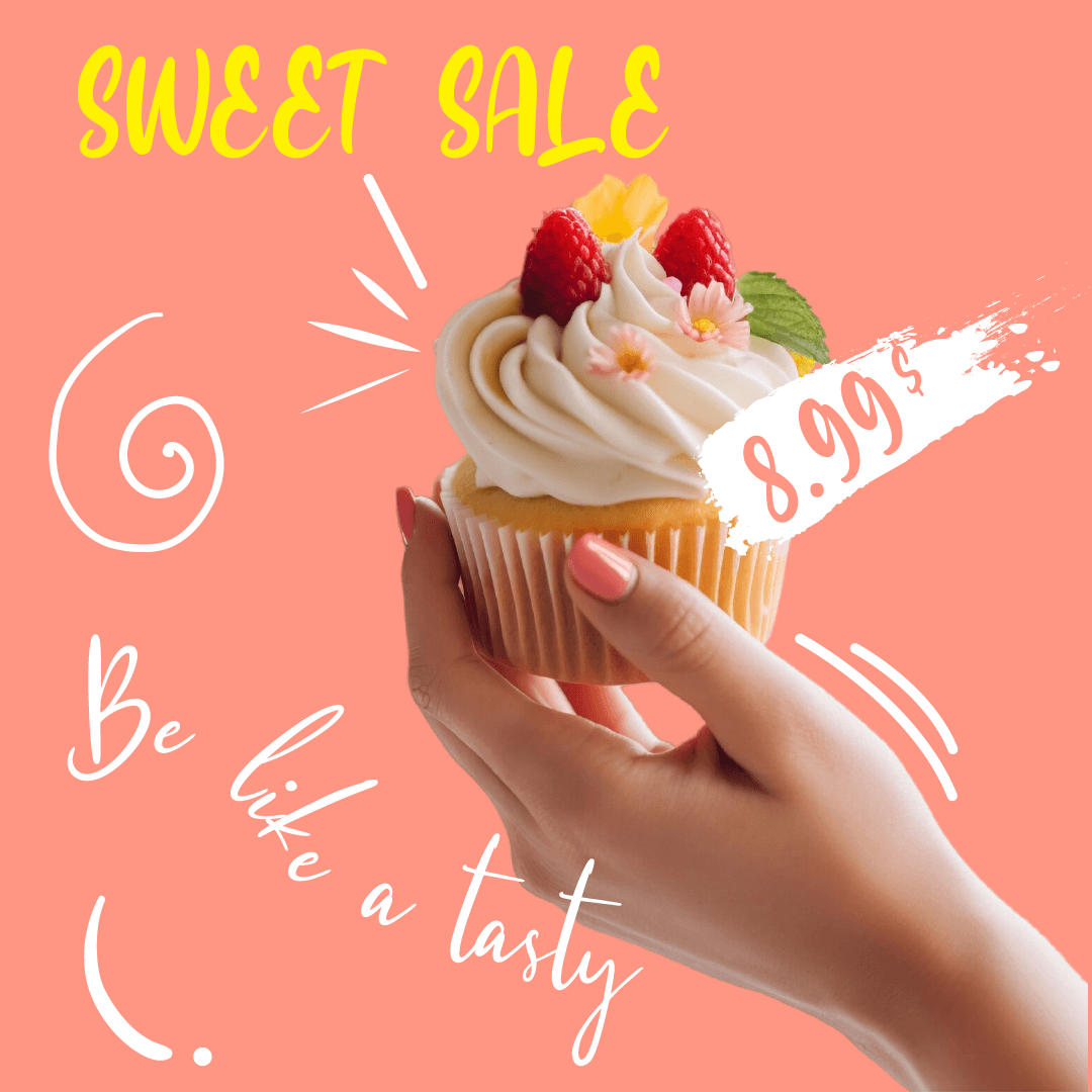 playful cupcake sweet sale post for cheerful bakery promotions