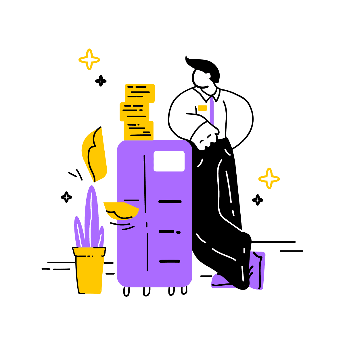 energetic minimal illustration of office organization and productivity