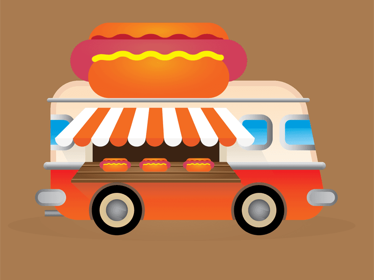 colorful hot dog van illustration