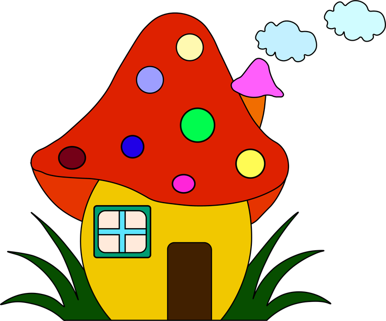 a house mushroom cartoon color vector