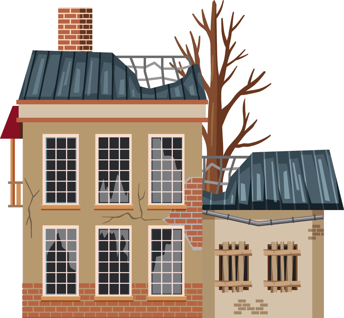 abandoned houses and buildings vector art featuring dilapidated structures and haunting charm