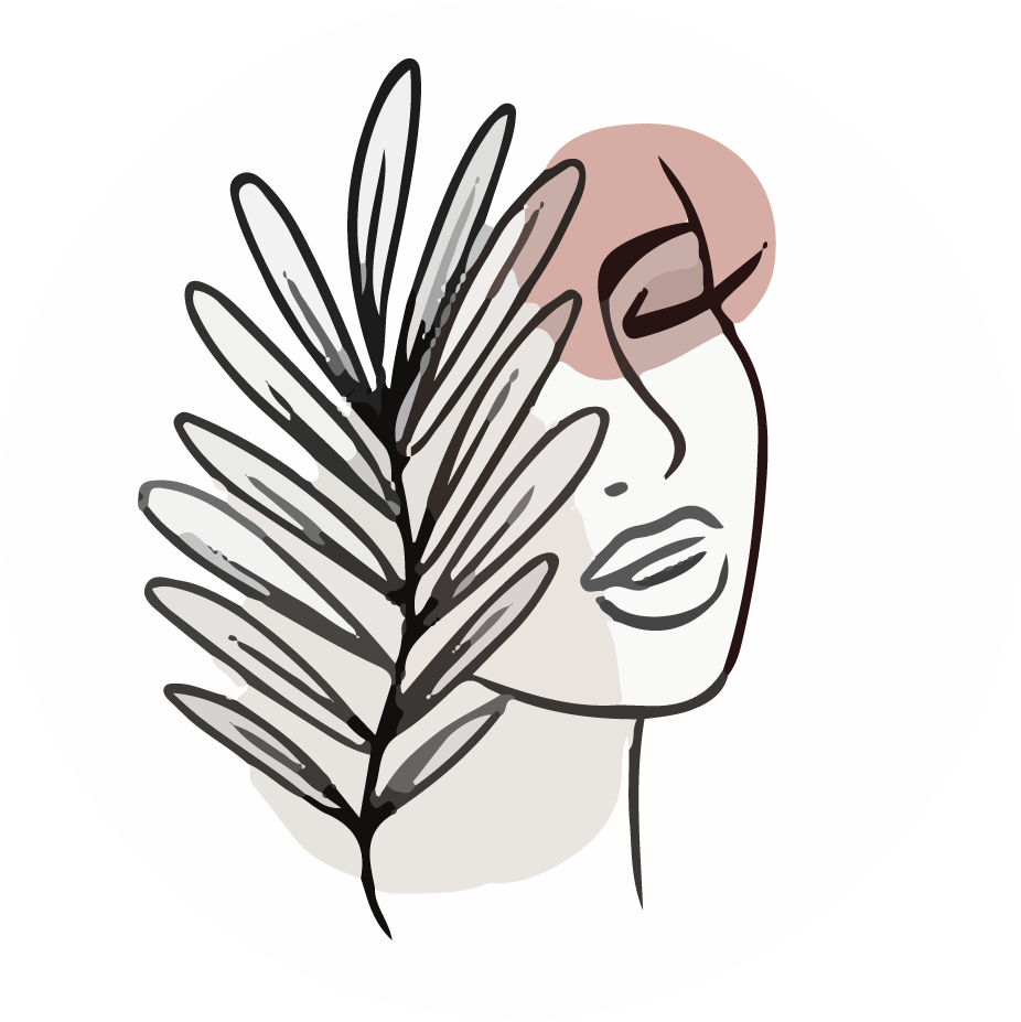 abstract art botanical vector featuring a serene female profile and lush foliage for modern decor