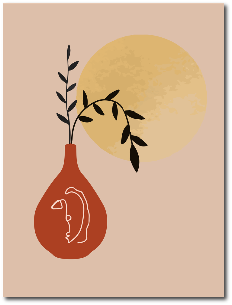 abstract botanical art cover featuring minimalist vase design with natural elements