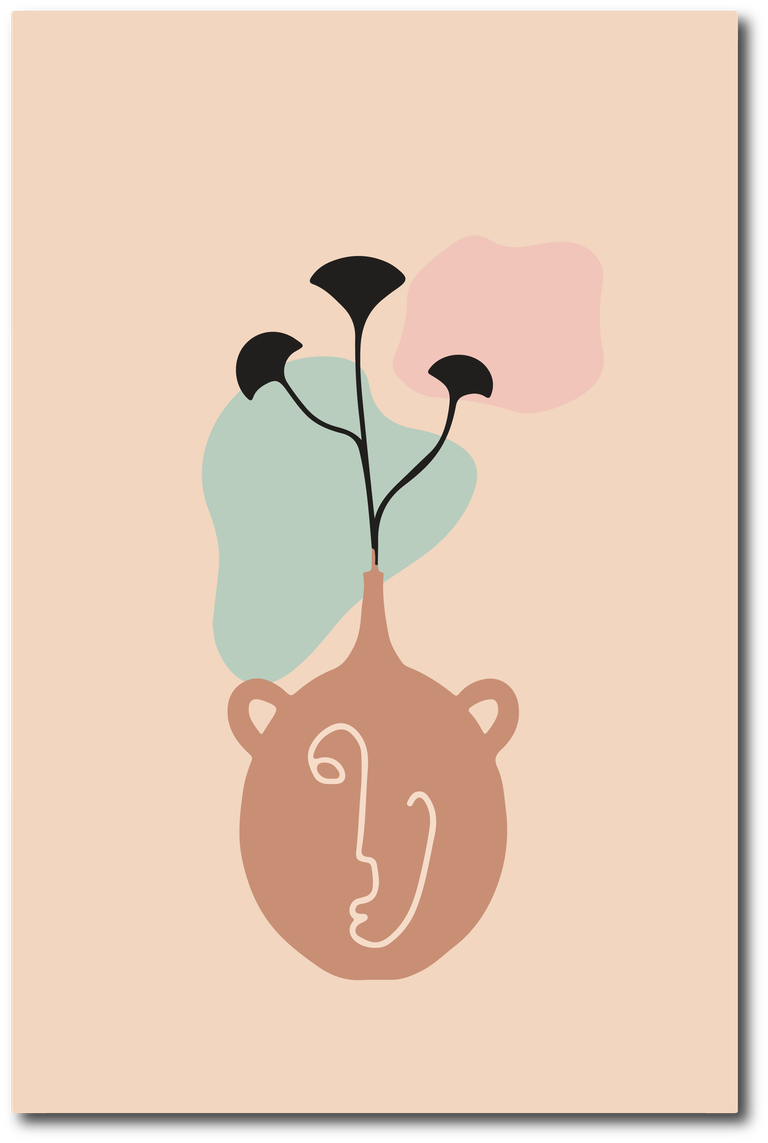 abstract botanical art cover featuring whimsical vase with unique face and minimalist foliage