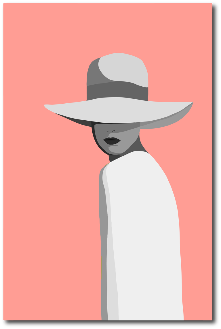 abstract botanical art cover featuring a stylish figure with a wide-brimmed hat and minimalist colors