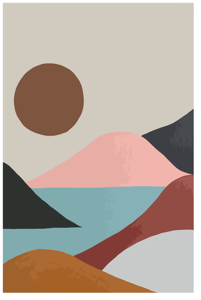 abstract botanical art cover featuring serene landscapes and calming earthy tones