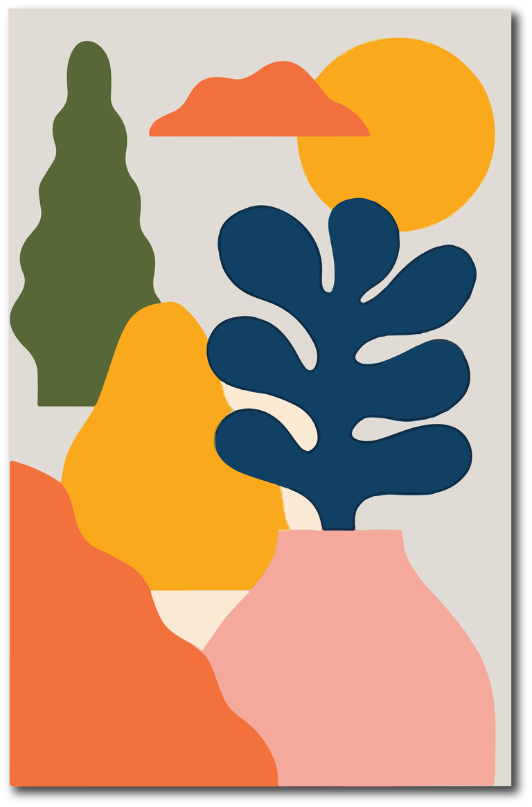 abstract botanical art cover featuring vibrant shapes and organic forms for modern decor