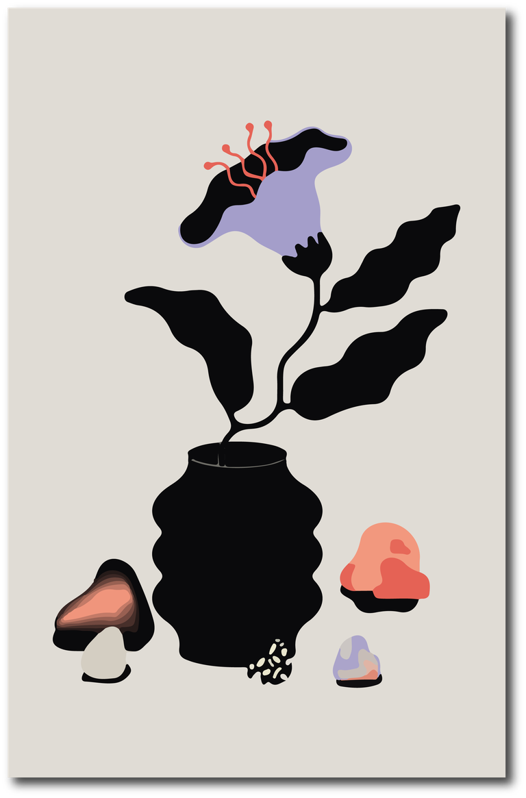 abstract botanical art cover with vibrant colors and organic shapes for modern interiors