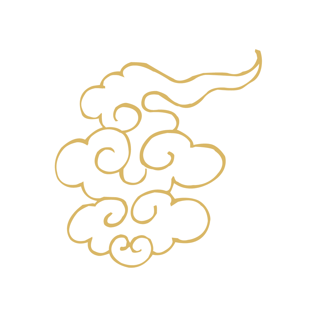 golden chinese style clouds line drawing