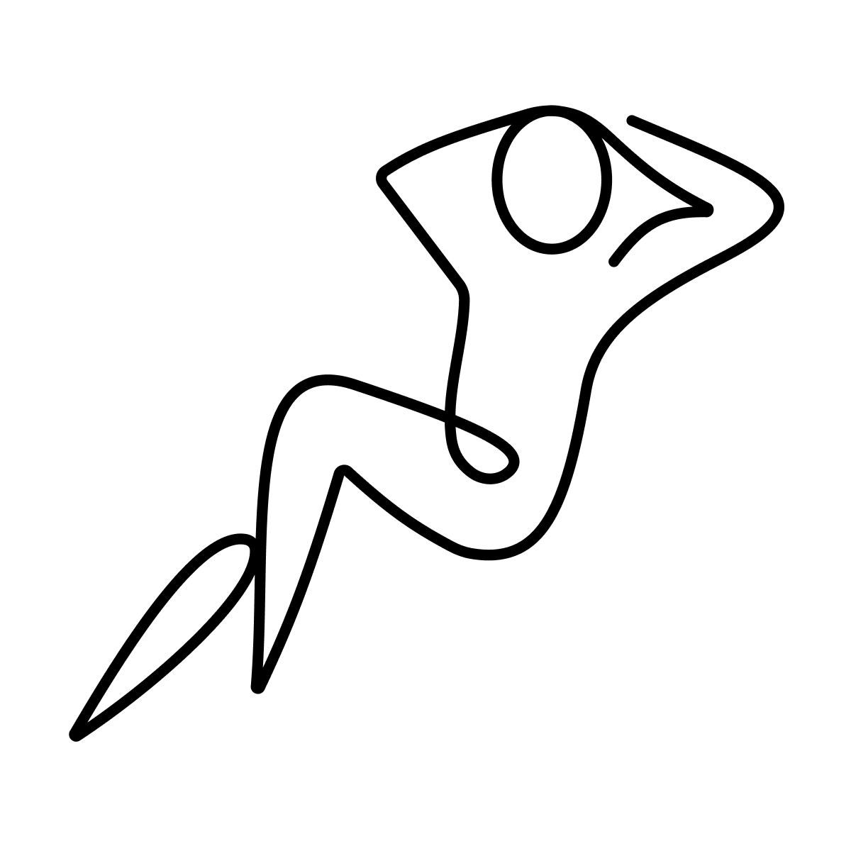 abstract line art man doing sit-ups icon