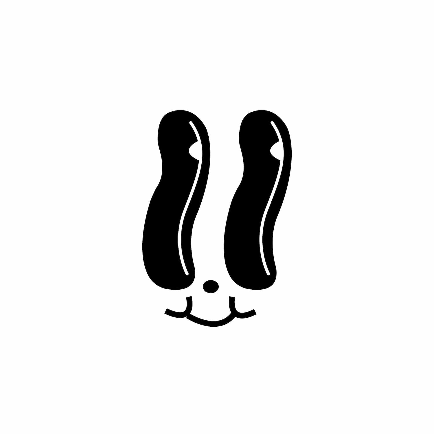 abstract rabbit face playful icon design