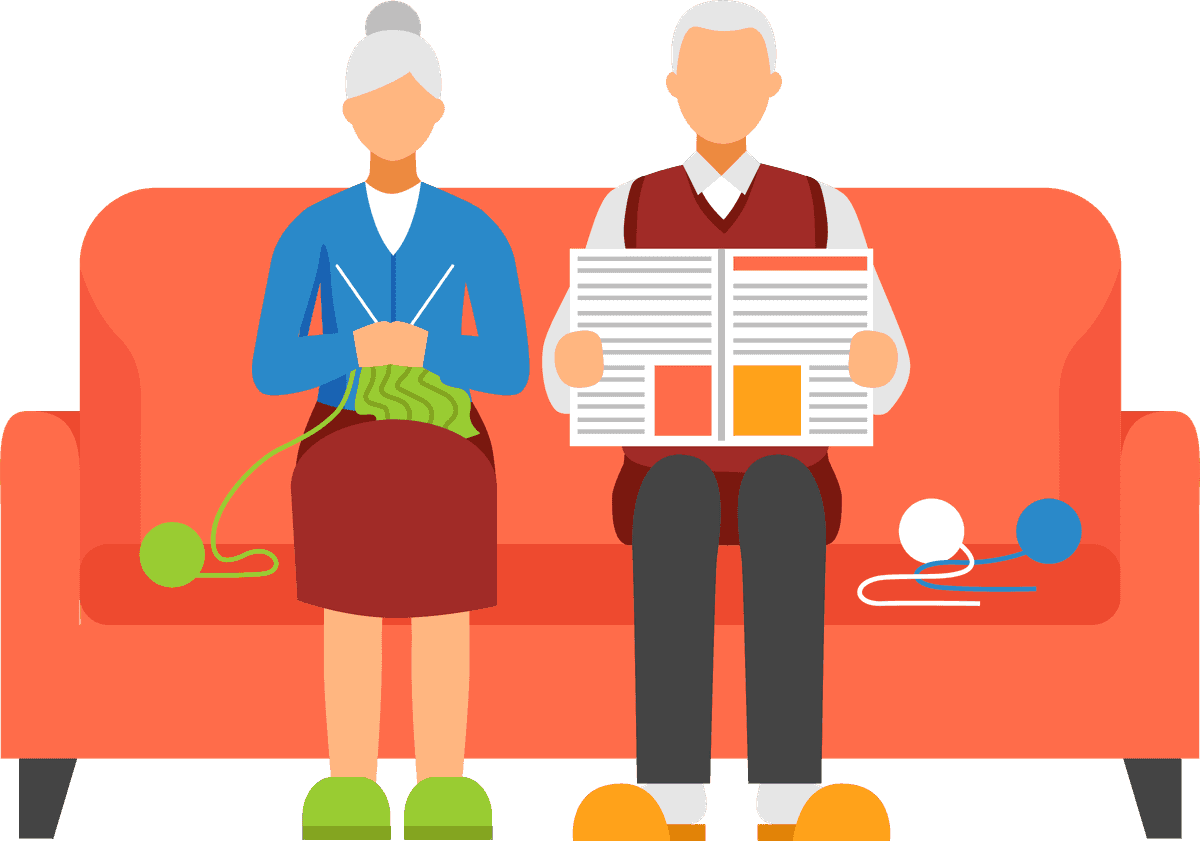 old people activities illustration featuring seniors enjoying hobbies at home