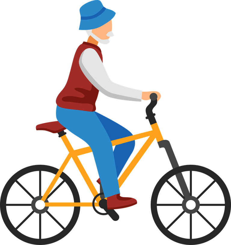 old people activities illustration: engaging leisure biking for seniors in a vibrant style