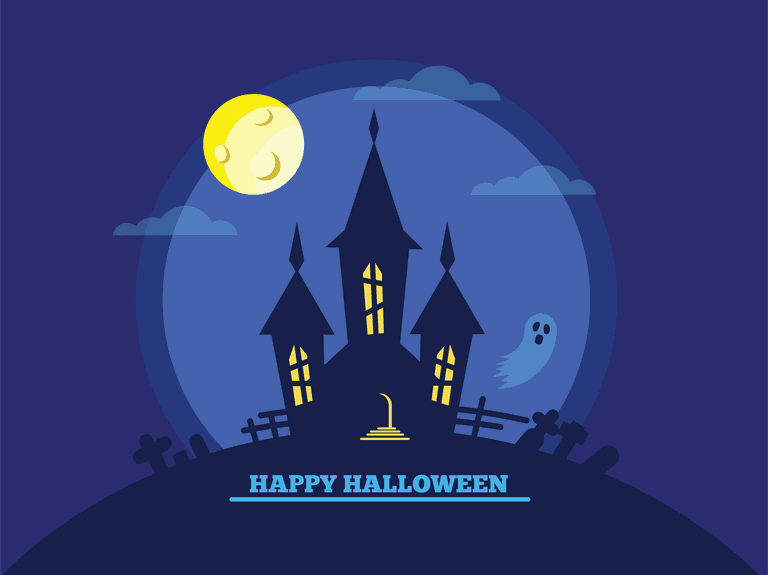 adorable haunted house for halloween background