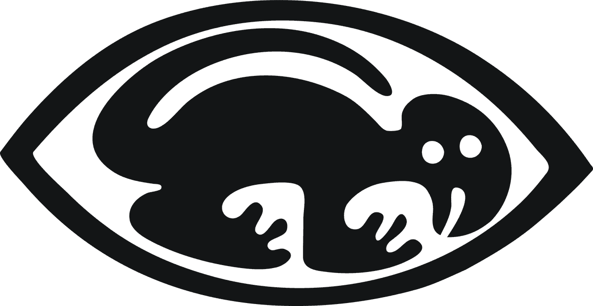 black isolated african symbol of a stylized animal within an eye shape for cultural significance