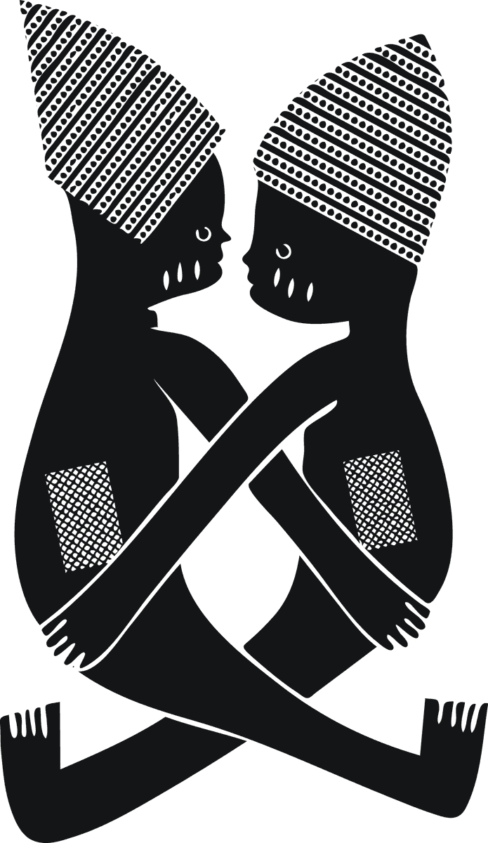 black isolated african symbol of connectedness and unity in cultural art form