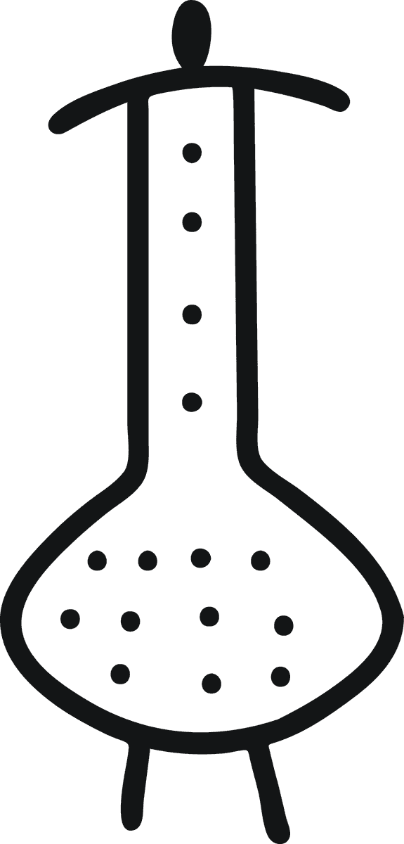 black isolated african symbol of a laboratory flask for science and education purposes
