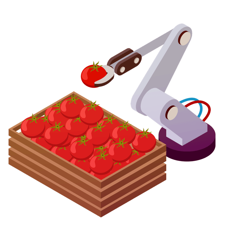 isometric agricultural and farming robots enhancing tomato harvesting efficiency and productivity
