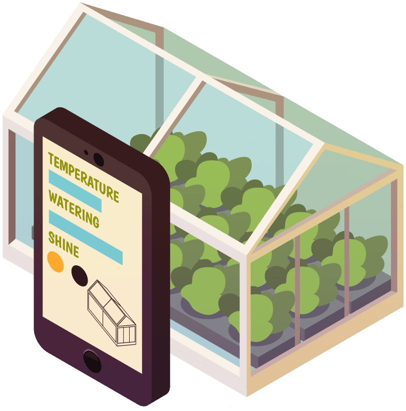 isometric agricultural and farming robots enhancing modern greenhouse monitoring and management