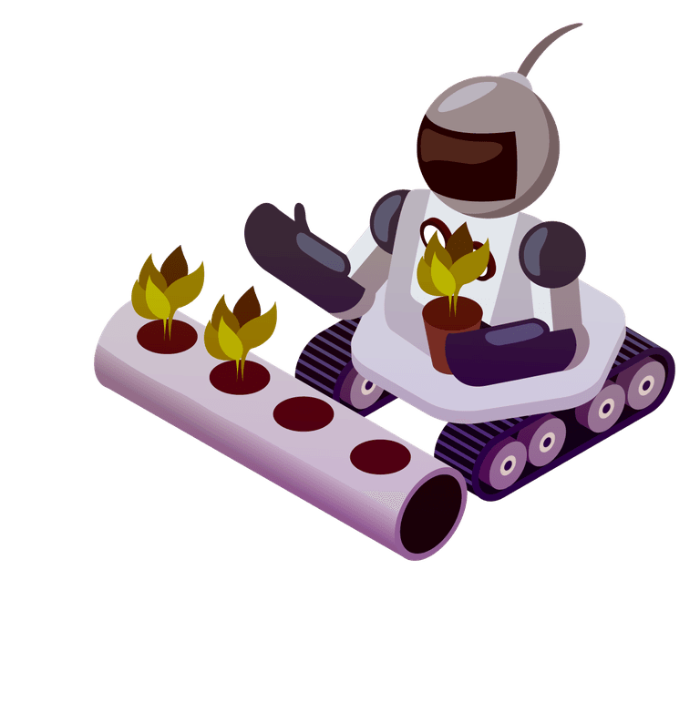 isometric agricultural and farming robots enhancing crop production and efficiency in modern agriculture