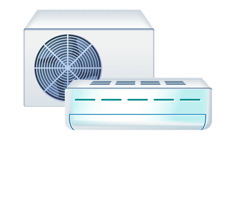 air conditional household appliances icons featuring modern cooling systems for home comfort