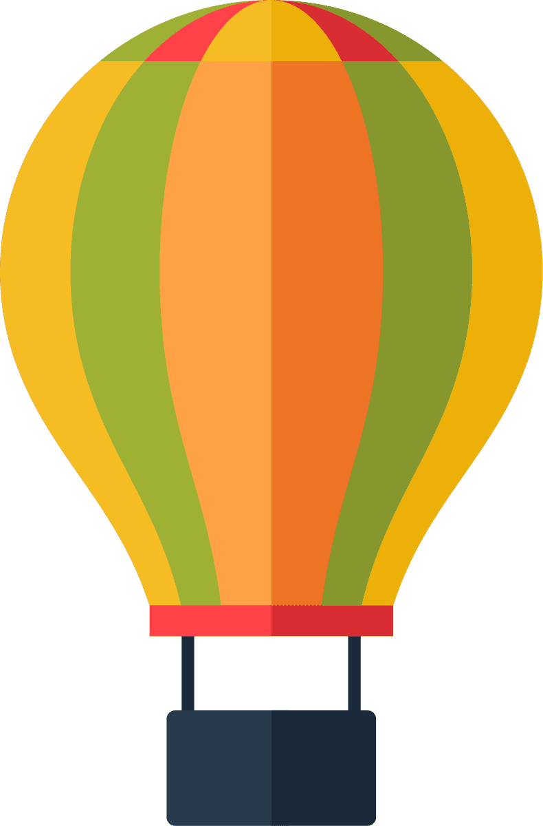 kids style aircraft flat design hot air balloon in vibrant colors for playful themes