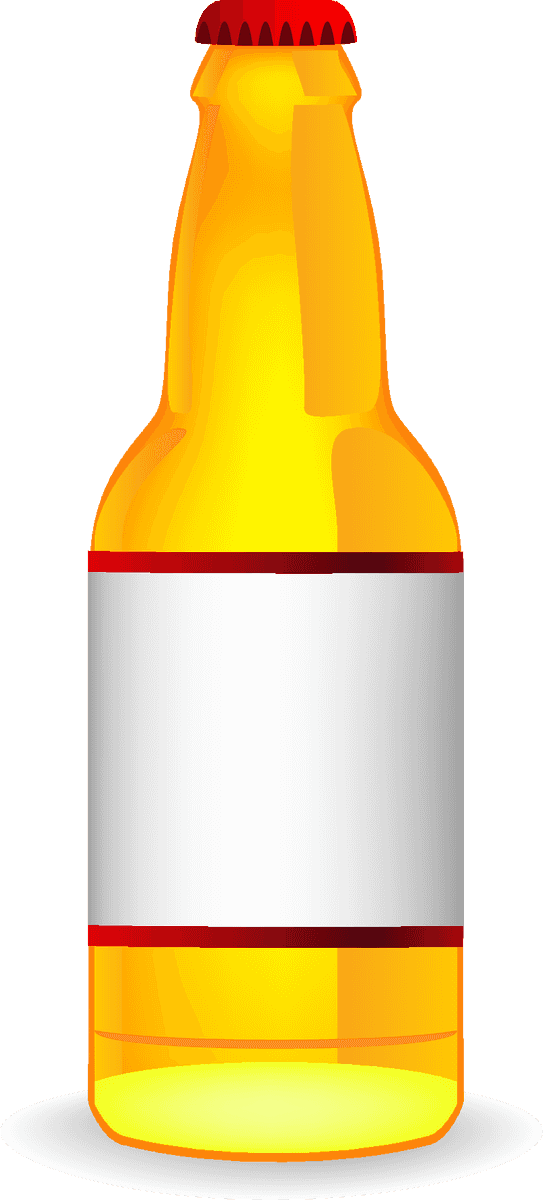 alcohol bottle with blank label for customization in bright yellow color