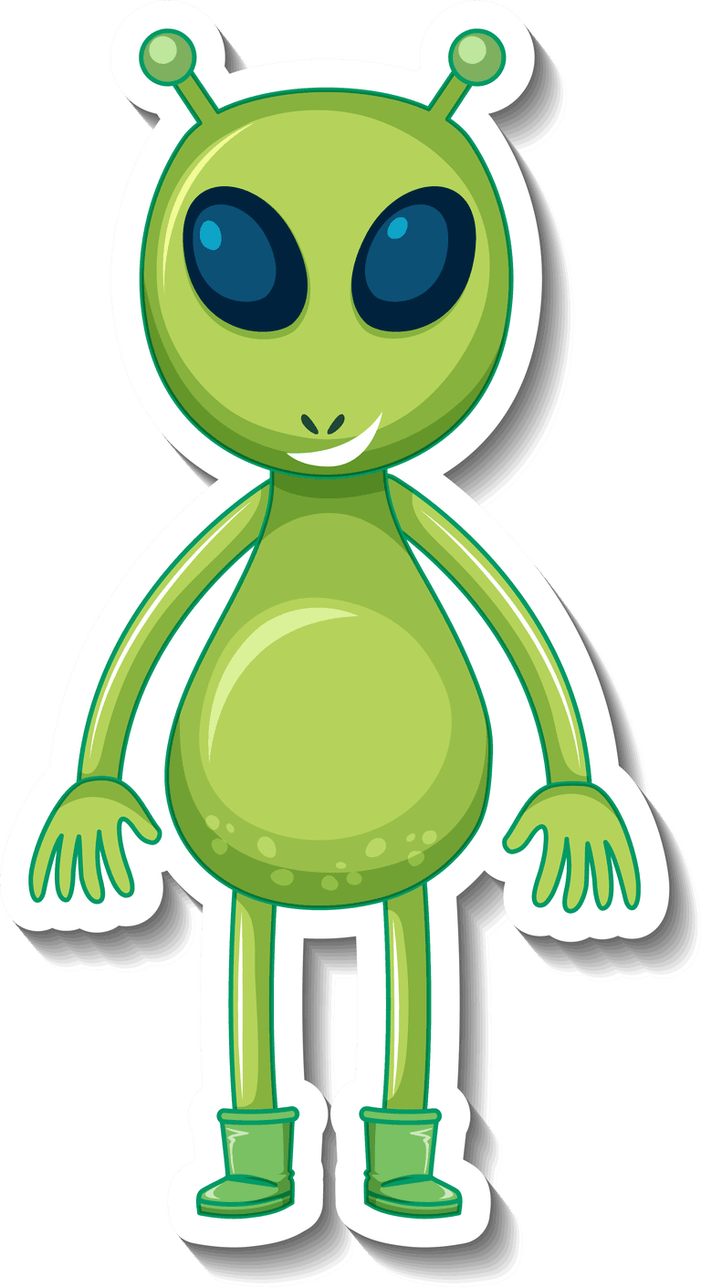 alien set stickers with solar system objects isolated