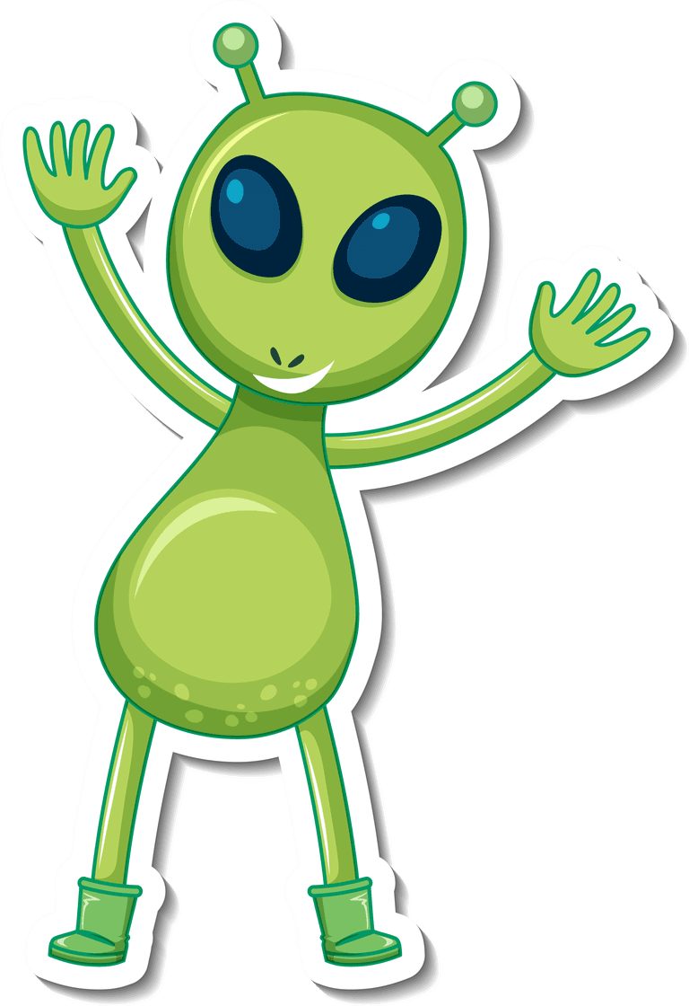 alien set stickers with solar system objects isolated