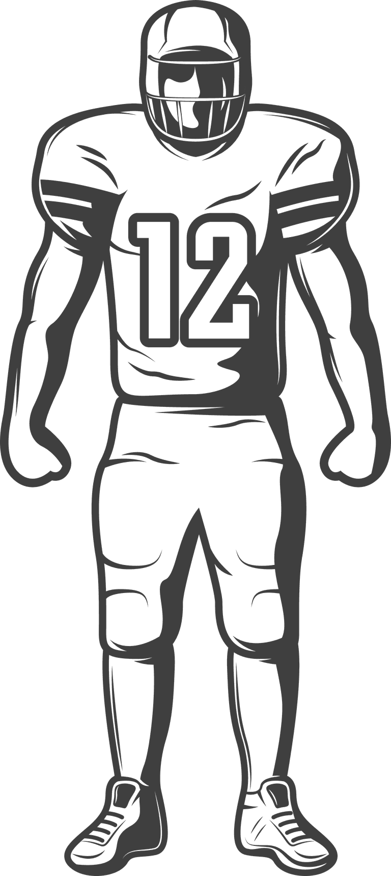 american football monochrome elements sports equipment clothing players trophy food isolate