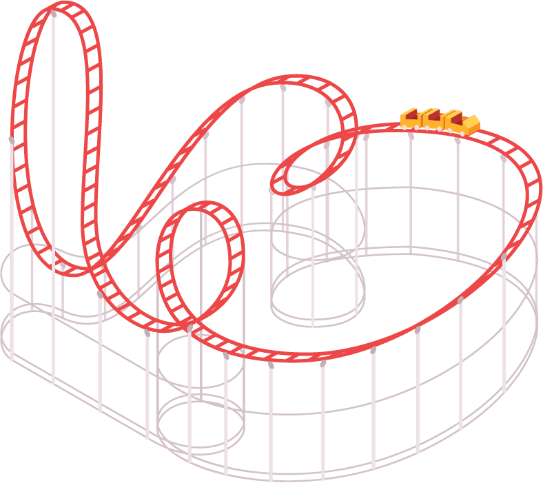 colorful isometric amusement park with thrilling roller coasters and vibrant attractions