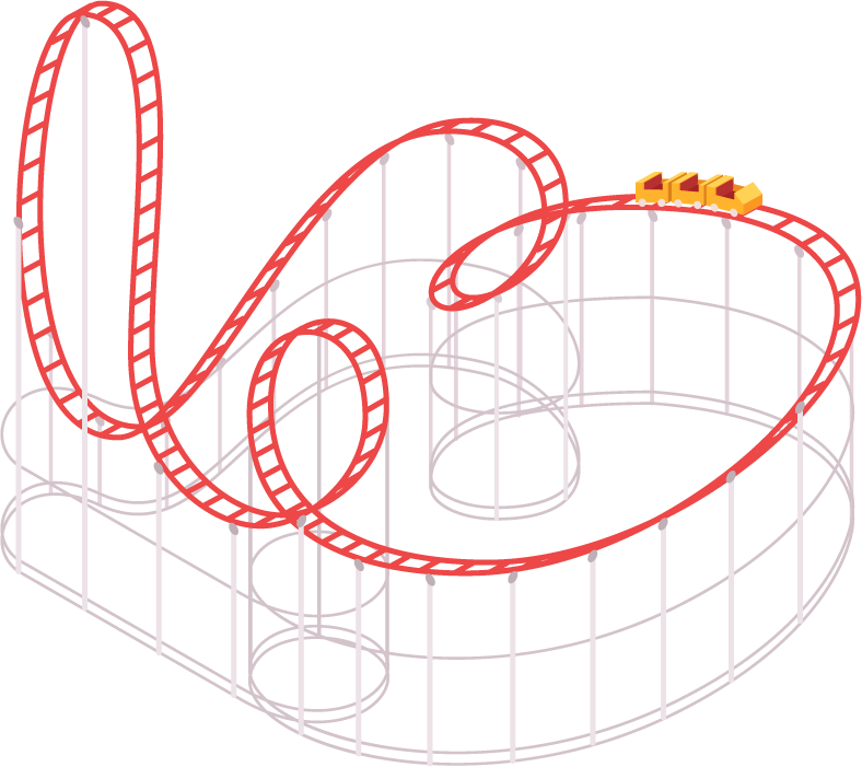 colorful isometric amusement park with thrilling roller coasters and vibrant attractions