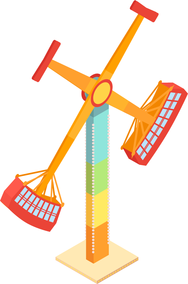 colorful isometric amusement park ride with thrilling swings for fun and adventure