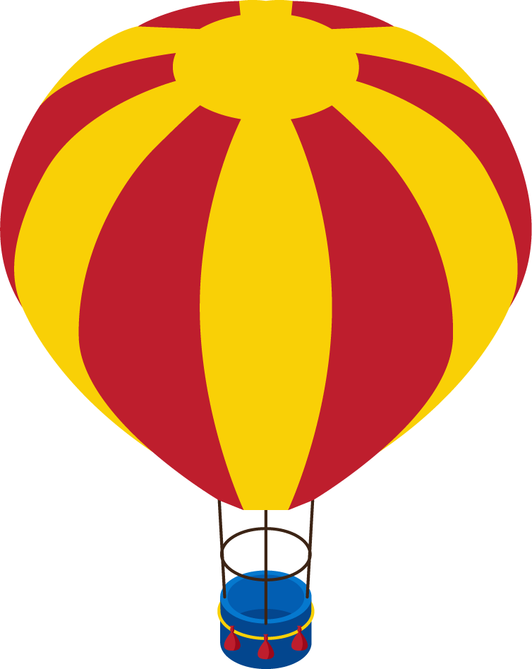 colorful isometric amusement park featuring vibrant hot air balloons and lively attractions