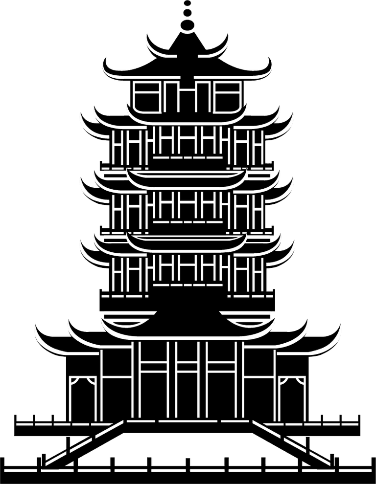 ancient and modern chinese architecture silhouette vector