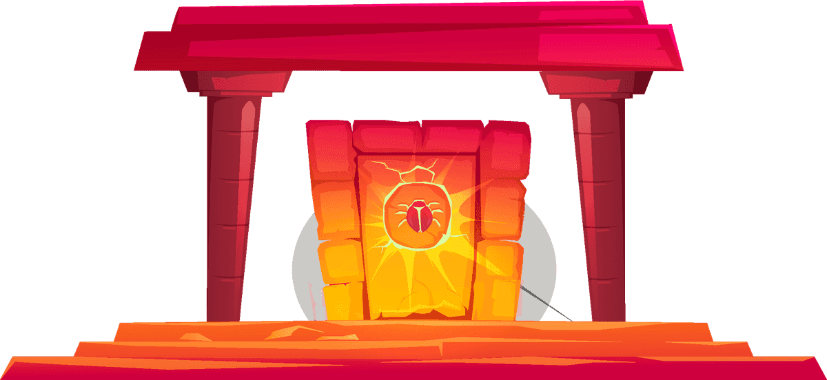 greatest ancient egyptian monuments illustration featuring a vibrant temple design with glowing door