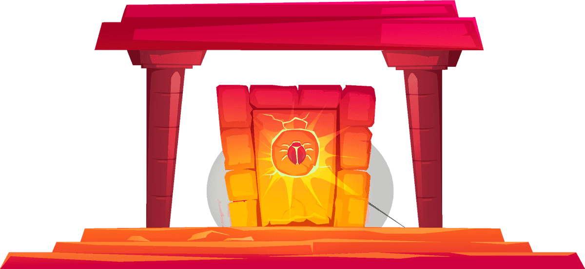 greatest ancient egyptian monuments illustration featuring a vibrant temple design with glowing door
