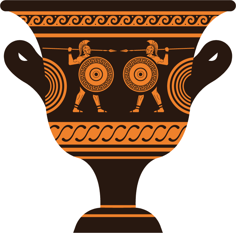 ancient greek elements retro pottery sketch
