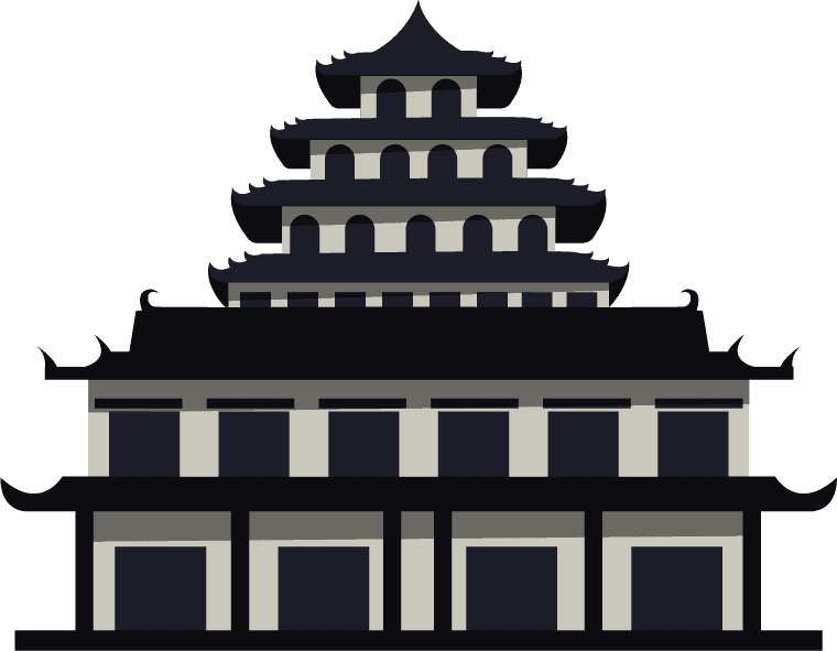 ancient japanese architecture japan elements samurai sword cherry icons